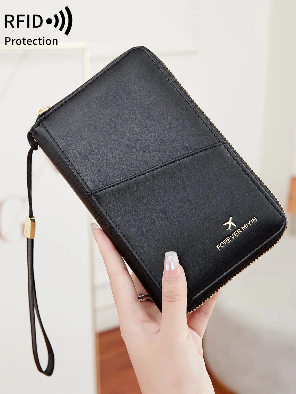 Fashionable RFID Passport Clip Front Pocket Multifunctional PU Leather Passport Cover Holder Passport Wallet Travel Accessories